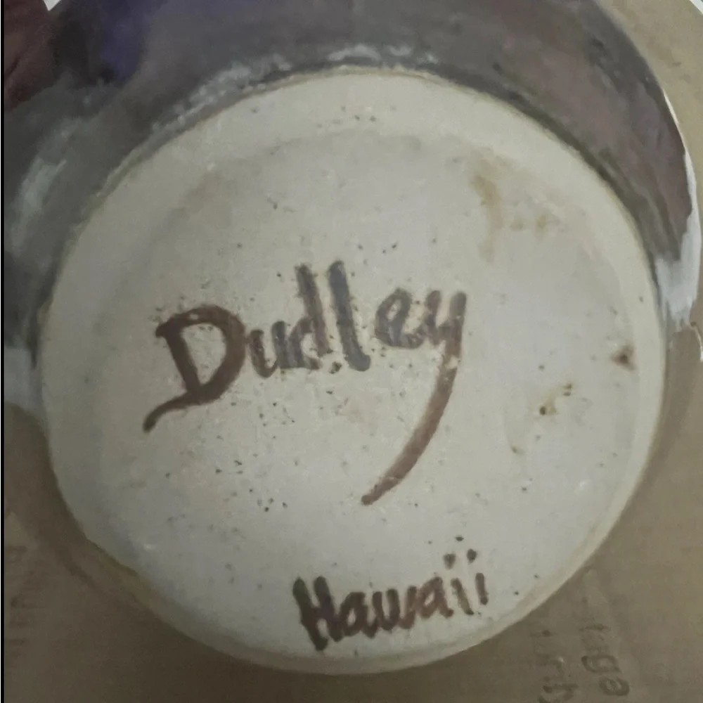 Vintage Art Pottery Ceramic Glazed Vase Signed Dudley Hawaii - Picture 5 of 6